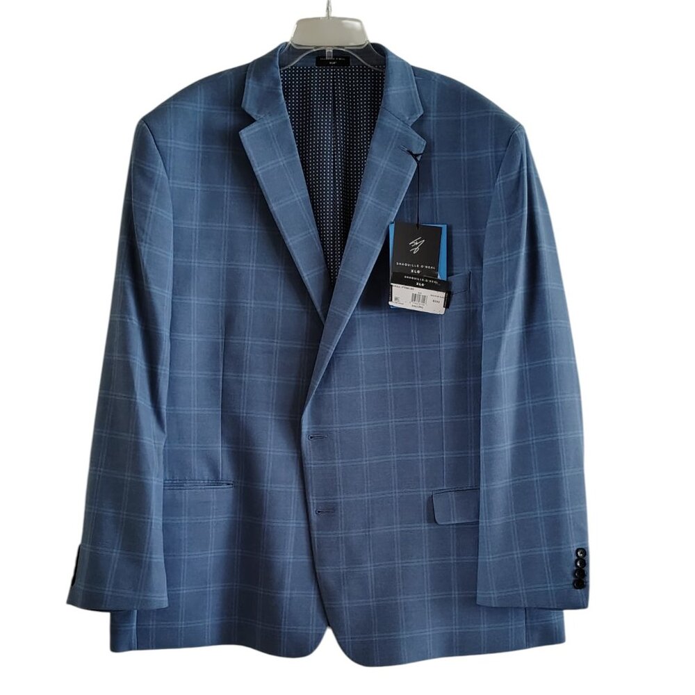 Shaquille O'Neal XLG Men' Big and Tall Plaid Stretch Fabric Classic Fit Sport Co